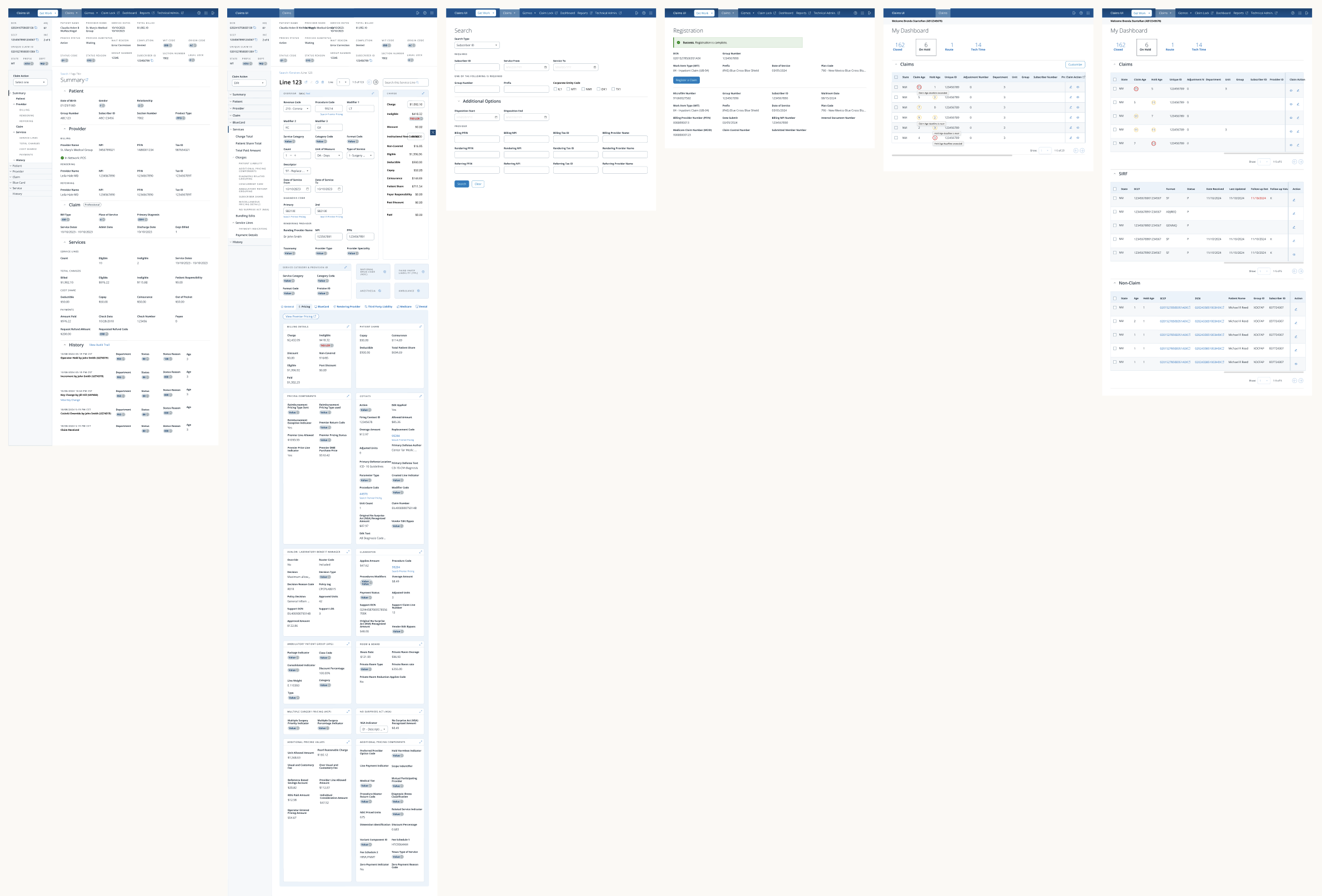 The BCBS claims platform — overview of key screens