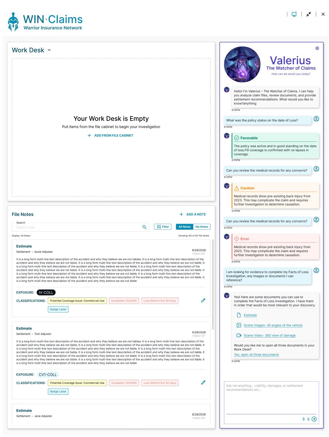 Second Screen — AI agent beside the claim file