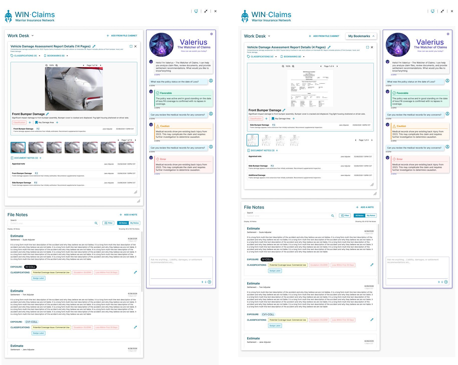 Document viewer — multi-page assessment reports