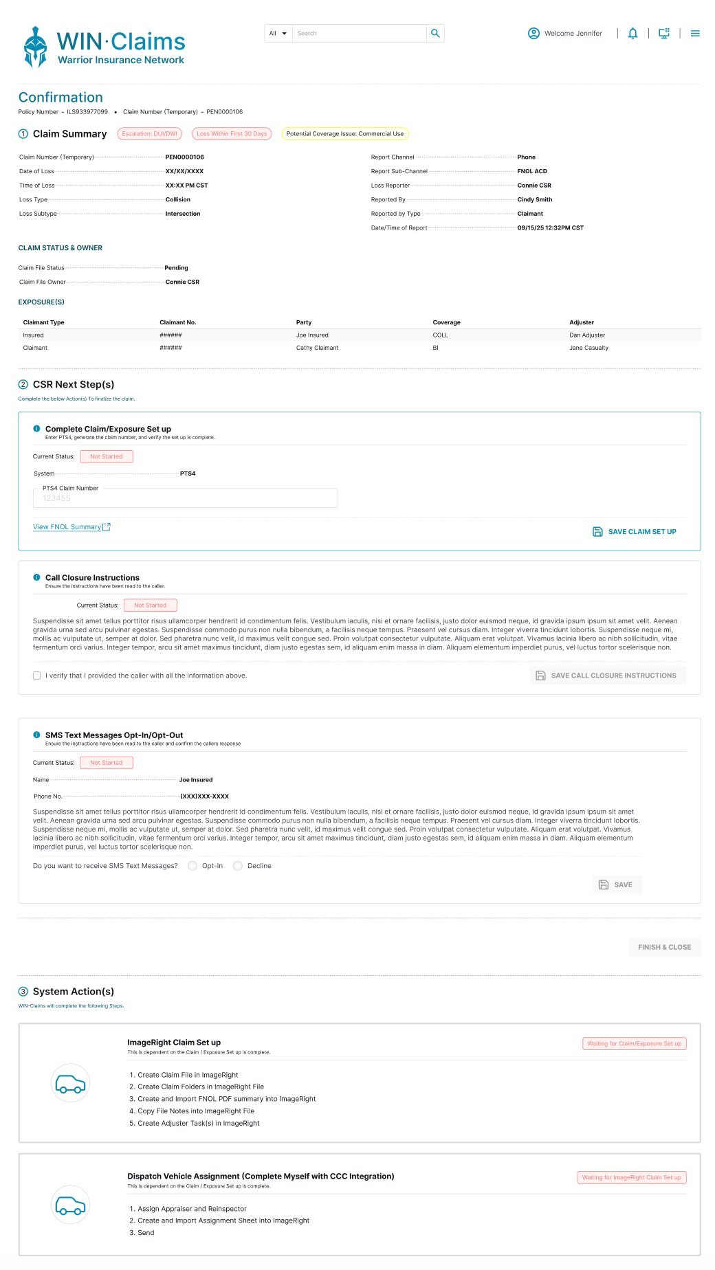 Confirmation — claim submitted, CSR next steps