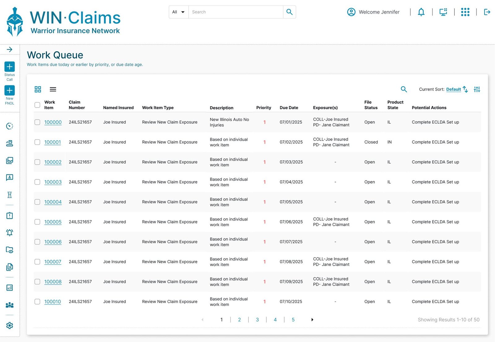 Work queue — list view